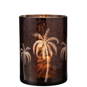 Windlicht palmboom- glas- bruin- xlarge- 21805