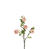 Roos 4delig+bladeren- plastiek- roze- 12497