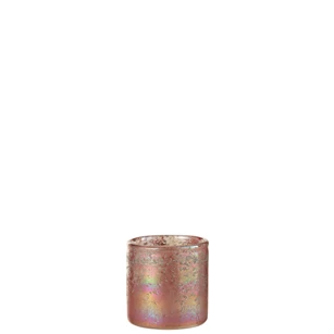 Theelichthouder- glas- roze mix- smal- 32173