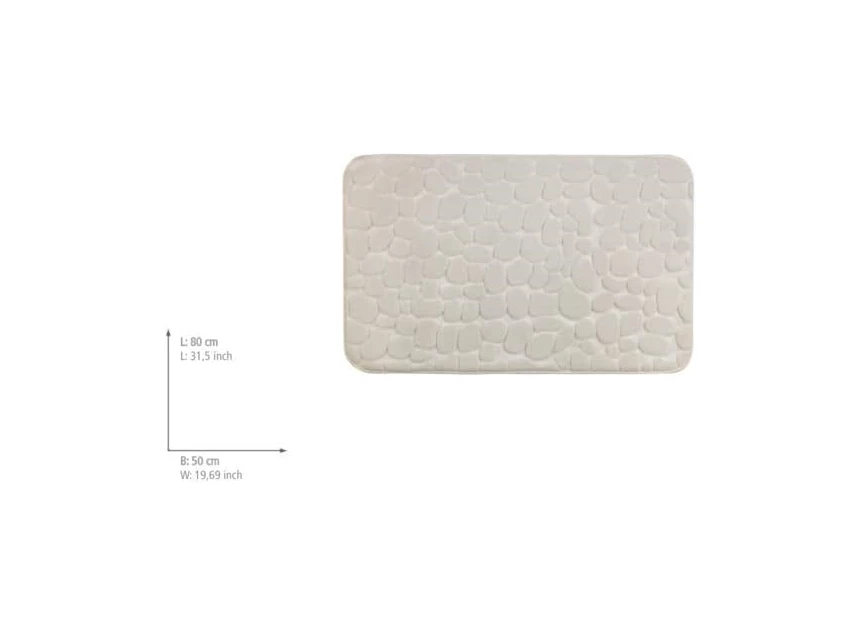 Badmat Pebbles- memory foam- 50x80- beige- afmetingen