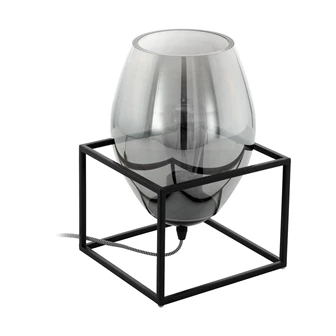 97209 olival tafellamp modern zwart metaal eglo gerookt glas frame