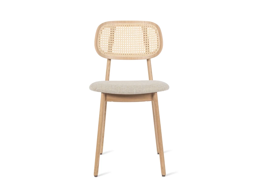 Front Stoel Titus Dining Chair Natural Oak Upholstered Lime White Bouclé Vincent Sheppard