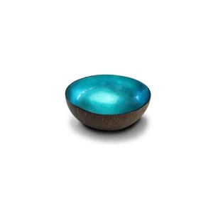 Cocosbowl Noya- metallic turquoise leaf- 14cm- 5956021