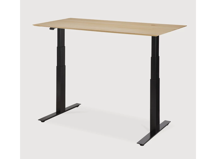 Zijkant Verstelbare bureau Oak Bok Adjustable Desk Black Base 26105 Ethnicraft