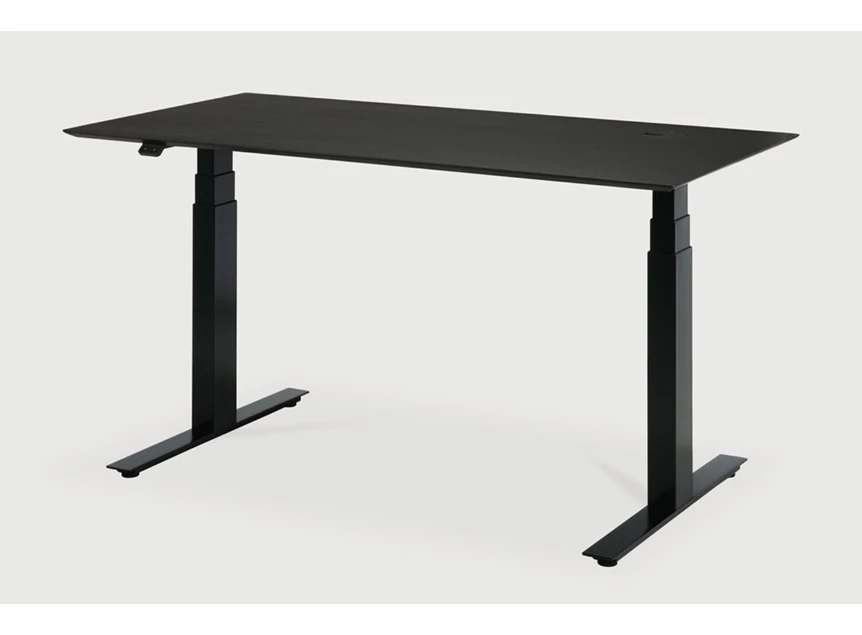 Zijkant Verstelbare bureau Oak Bok Adjustable Desk Black Top Black Base 26165 Ethnicraft