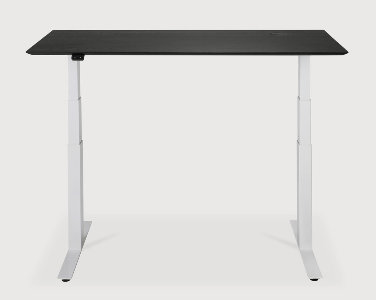 Oak Bok Adjustable Desk Black Top White Base Ethnicraft Meubelen