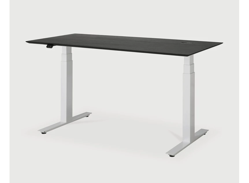 Zijkant Verstelbare bureau Oak Bok Adjustable Desk Black Top White Base 26167 Ethnicraft