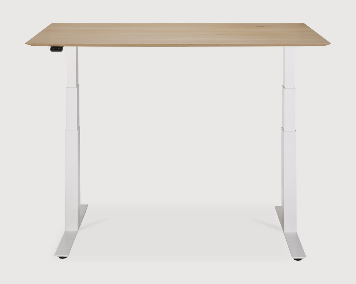 Oak Bok Adjustable Desk White Base Ethnicraft Meubelen Jonckheere