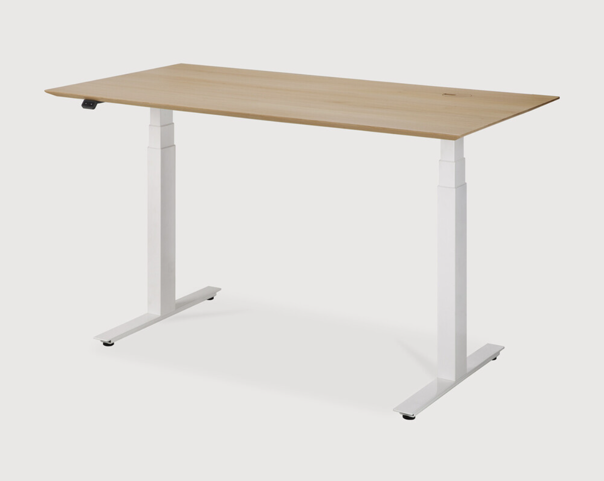 Oak Bok Adjustable Desk White Base Ethnicraft Meubelen Jonckheere