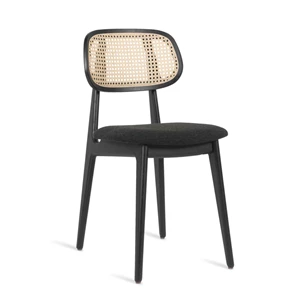 Stoel Titus Dining Chair Zwart Oak Upholstered Black Bouclé Vincent Sheppard