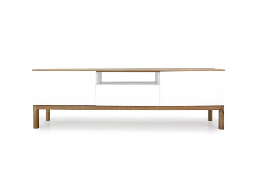 2273-454 tv bench patch tv-meubel white lacque witte lak solid oak volle eik laden deuren scandinavisch design