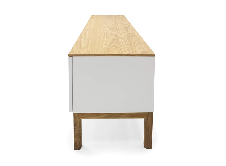 2273-454 witte lak patch tv-meubel white lacque deuren scandinavisch design solid oak volle eik laden tv bench