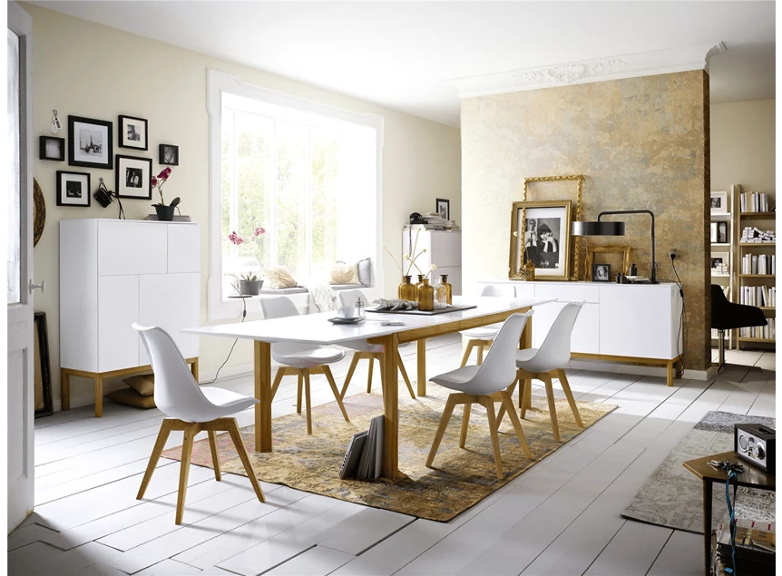 2273-001 scandinavisch design tenzo tv-meubel solid oak witte lak volle eiken poten tv bench white lacque
