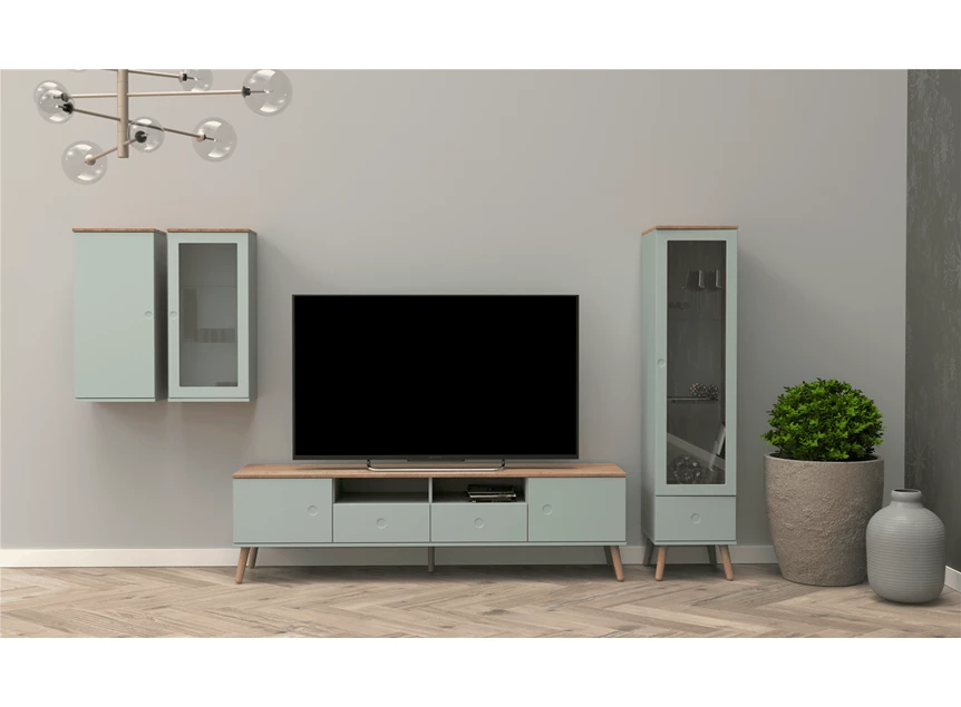 1664-676 sage dot groen eik tv-meubel tenzo 4 laden 4 drawers oak tv-bench scandinavisch design