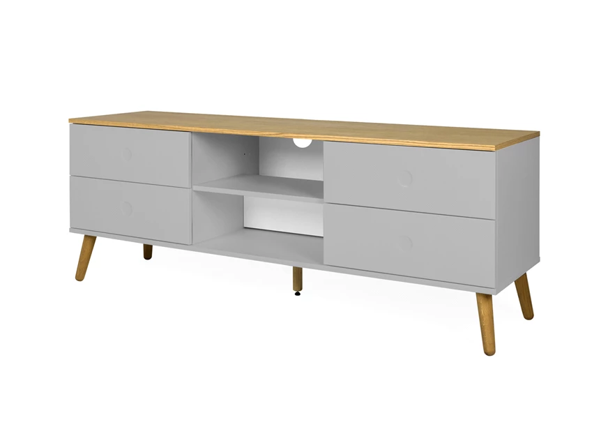 1664-512 design tv-meubel tenzo 4 laden 4 drawers oak tv-bench scandinavisch grey dot grijs eik
