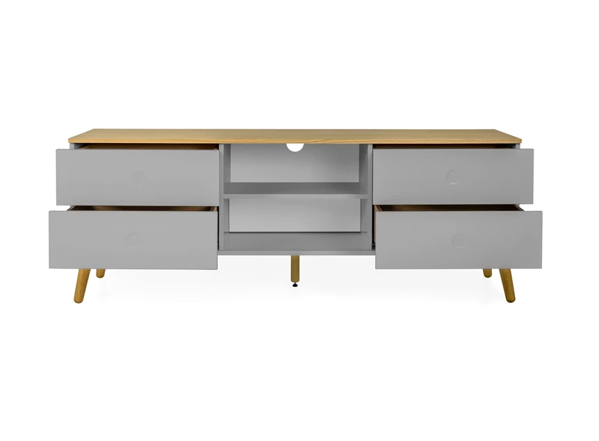 1664-512 design tv-meubel tenzo 4 laden tv-bench scandinavisch grey dot grijs eik 4 drawers oak