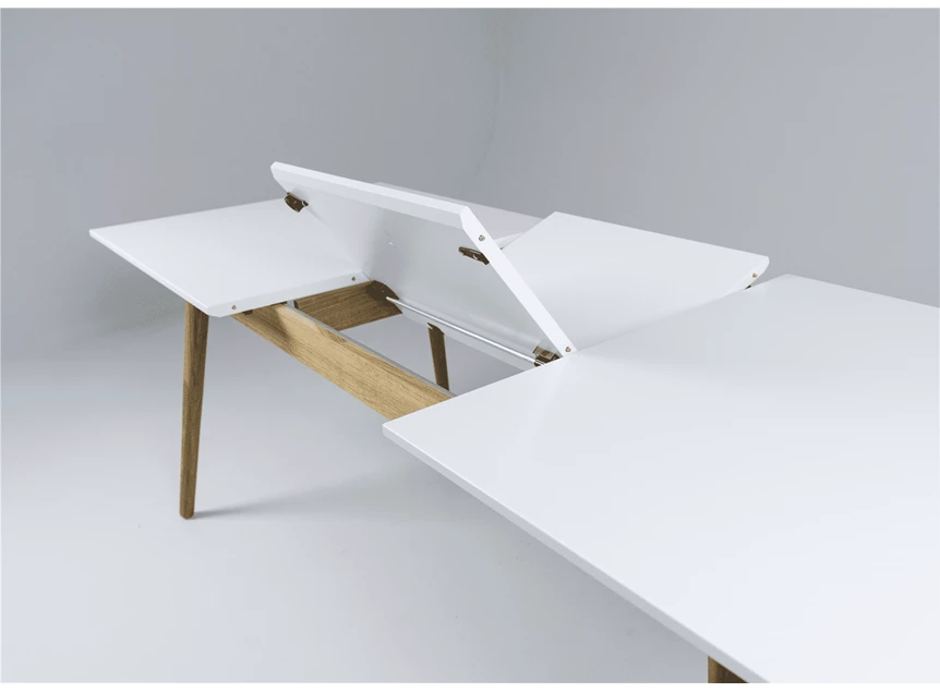 1682-001 extendable table scandinavisch oak white dot butterfly tenzo wit eik verlengbare eettafel