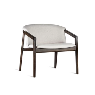 Lounge Chair Merano bijzetzetel eik donkerbruin stof beige Estetica Home
