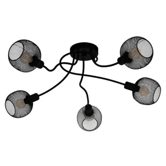 43374 eglo zwart staal plafondlamp draadstructuur wrington plaffoniere industrieel e14 40w