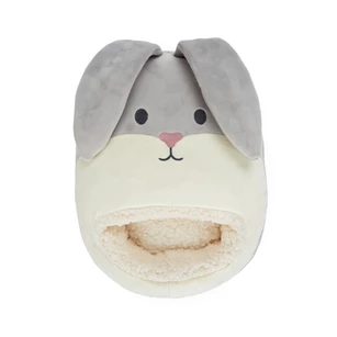 voetenwarmer konijn- wit/grijs- polyester 