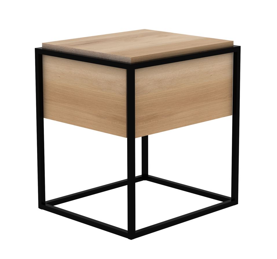 Oak Monolit Bedside Table Black Metal Ethnicraft Meubelen Jonckheere