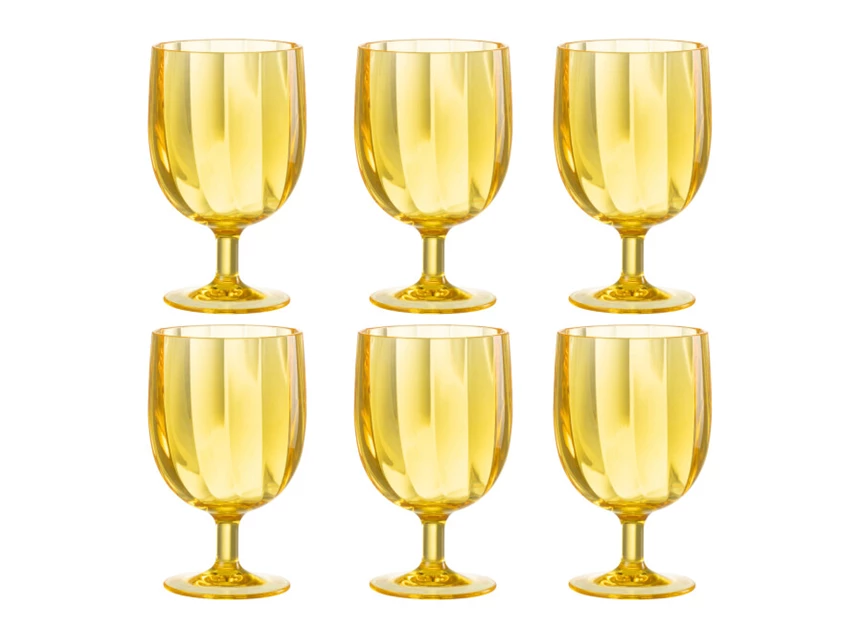 Doos 6stuks- wijnglas- plastiek- geel 