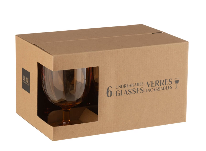 Doos 6stuks- wijnglas- plastiek- oranje- in doos