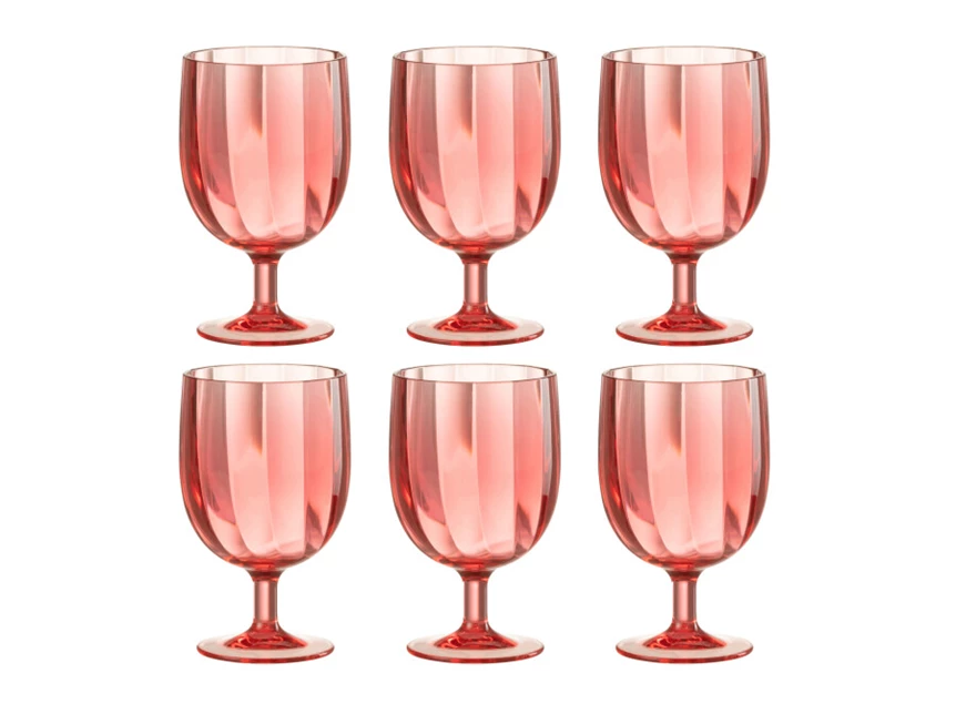 Doos 6stuks- wijnglas- plastiek- rood 