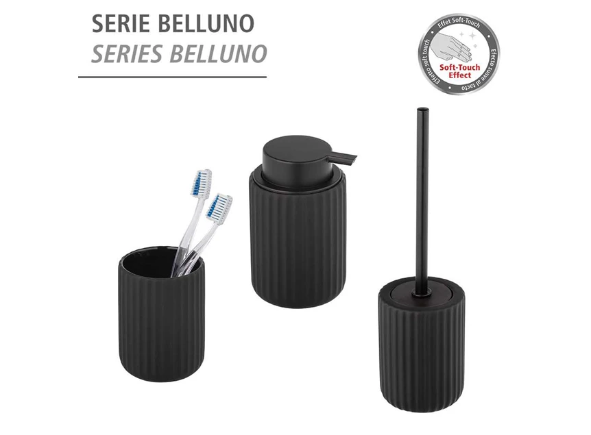 Belluno toiletborstelhouder- zwart- set