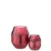 Theelichthouder Conisch- Glas- Rood- Large (15x15x18,5cm)- 2 groottes 