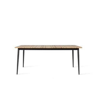 Leo dining table 180x90cm vincent sheppard teak onbehandeld hout aluminium frame zwart outdoor