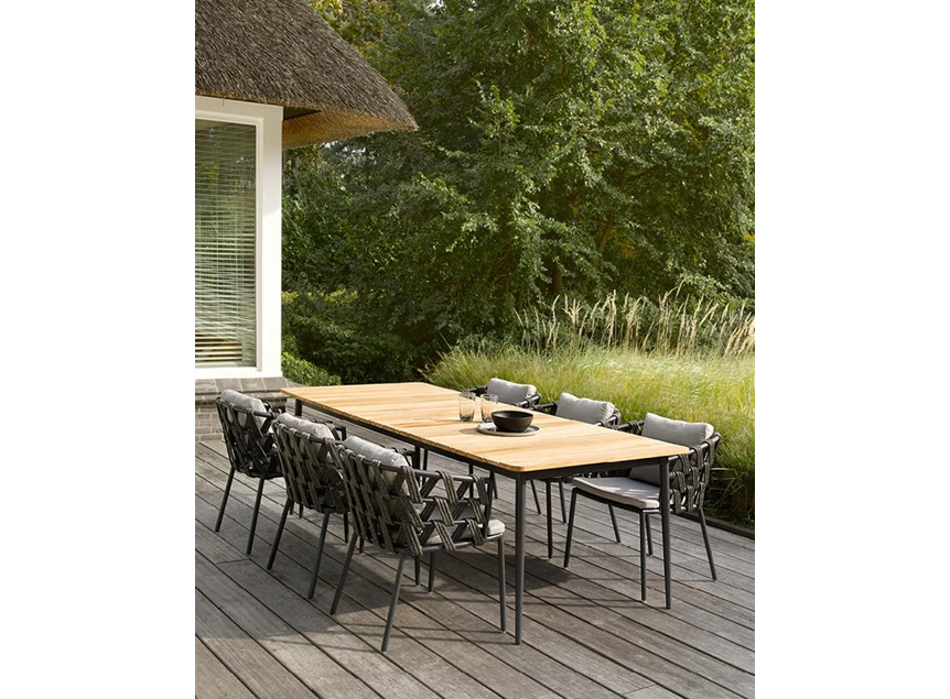 Leo teak onbehandeld hout aluminium frame zwart outdoor dining table 180x90cm vincent sheppard