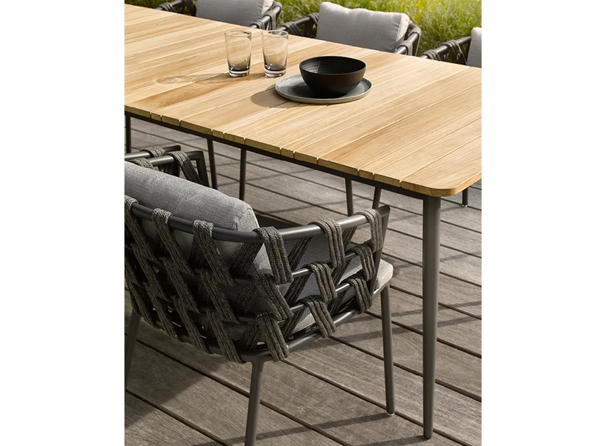 Leo teak onbehandeld dining table 180x90cm vincent sheppard hout aluminium frame zwart outdoor