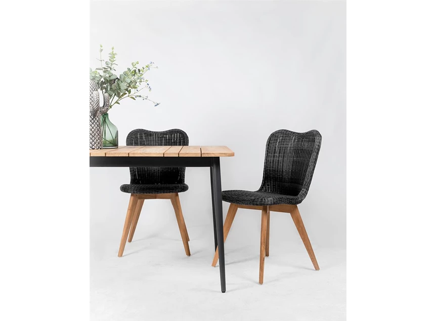 Leo teak vincent sheppard hout aluminium frame zwart outdoor onbehandeld dining table 180x90cm