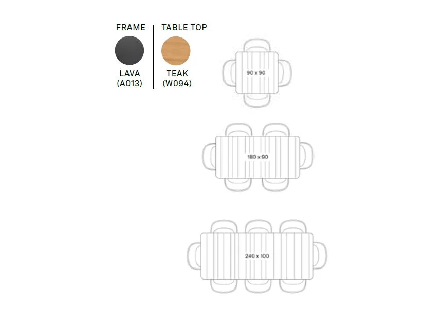 Leo frame zwart outdoor onbehandeld dining table 180x90cm teak vincent sheppard hout aluminium