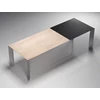 Bovenkant Verlengbare tafel Palo massief hout eik natuur verlengstuk fenix zwart poot inox Willisau