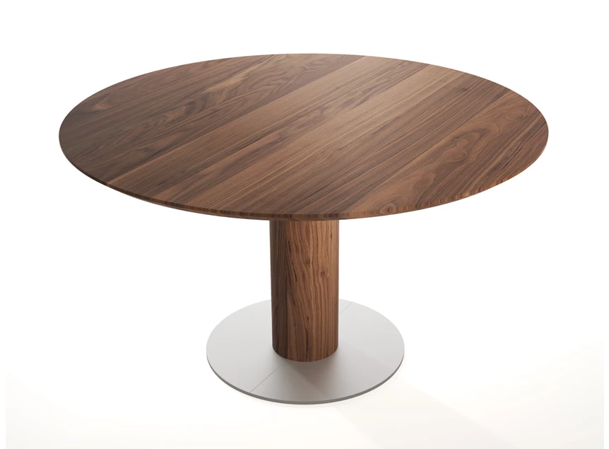 Verlengbare tafel Modena rond massief hout Amerikaans noten Willisau