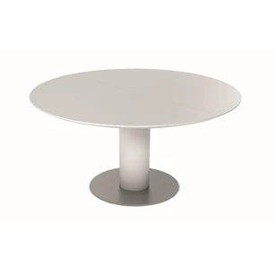 Verlengbare tafel Modena rond lak wit voetplaatmat chroom Willisau