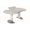 Systeem Verlengbare tafel Modena rond lak wit voetplaatmat chroom Willisau