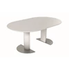 Open Verlengbare tafel Modena rond lak wit voetplaatmat chroom Willisau