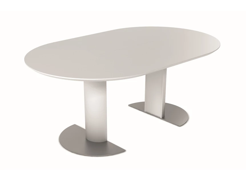 Open Verlengbare tafel Modena rond lak wit voetplaatmat chroom Willisau