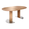 Verlengbare tafel Modena rond massief hout kerselaar voetplaatmat chroom Willisau