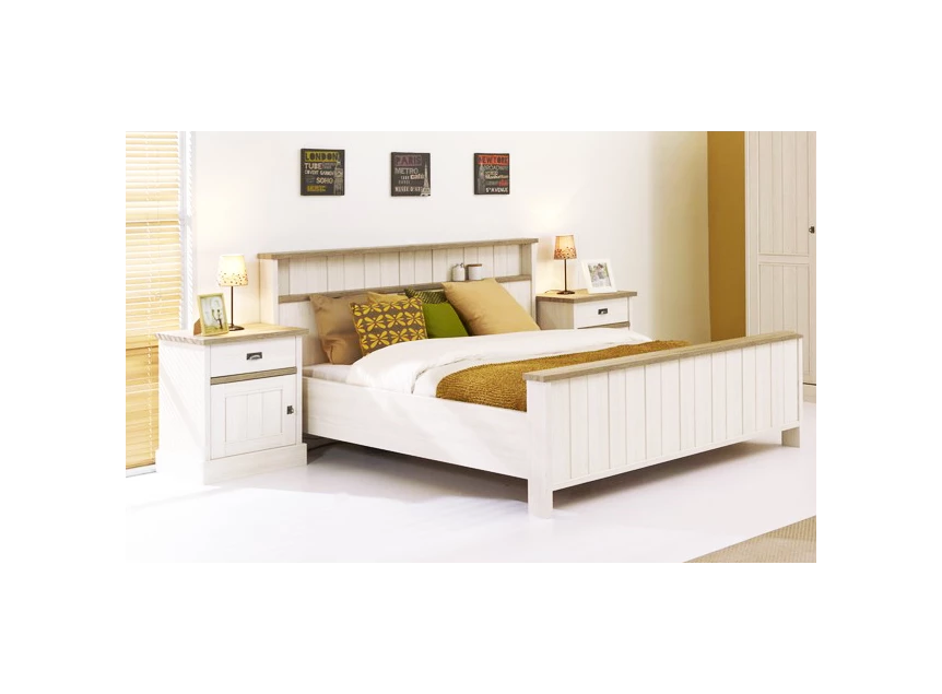 LB180HK budget hout tweepersoons meubar bed york 180x200cm hoog landelijk hoofdbord