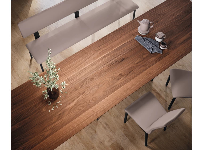Bovenkant Verlengbare tafel Arona massief hout Amerikaans noten Willisau