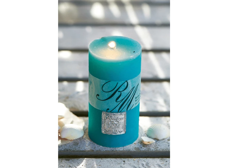 270730 Rivièra Maison RM Frosted Candle Ø7cm H13cm Beach Turquoise