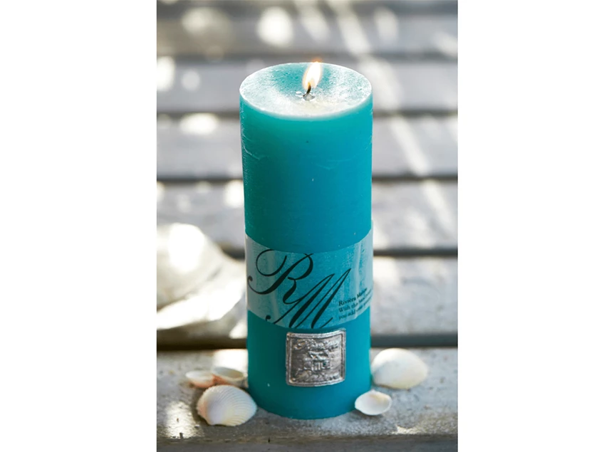 270690 Rivièra Maison RM Frosted Candle Ø7cm H 18cm Beach turquoise