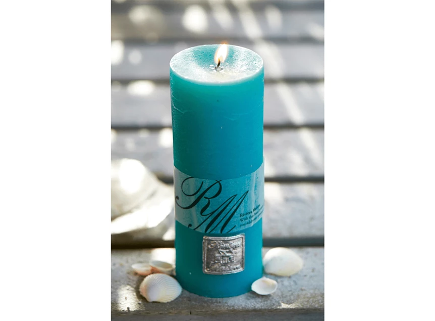 270690 Rivièra Maison RM Frosted Candle Ø7cm H 18cm Beach turquoise