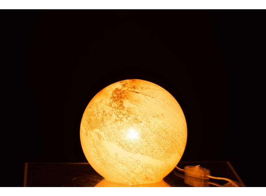 Lamp Dany Rond Glas Bruin Small (22x20x18.5cm)- in het donker 