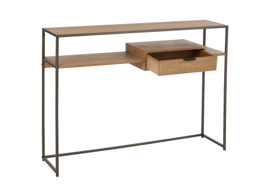 Console 1lade- hout/metaal- naturel- (120x30x86cm)