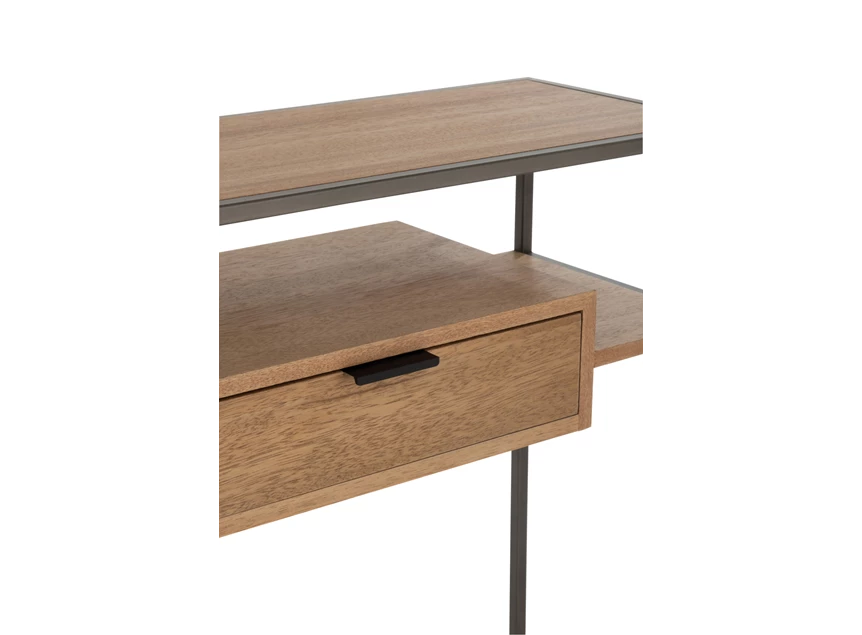 Console 1lade- hout/metaal- naturel- (120x30x86cm)- detail 